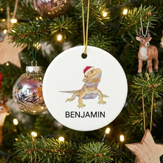 Weihnachts-Bartagame-Santa-Hut Keramik Ornament