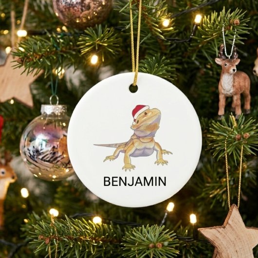 Weihnachts-Bartagame-Santa-Hut Keramik Ornament