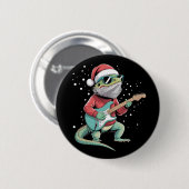Weihnachts-Bartagame spielt Gitarre Musiker  Button (Vorne & Hinten)