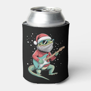 Weihnachts-Bartagame spielt Gitarre Musiker  Dosenkühler