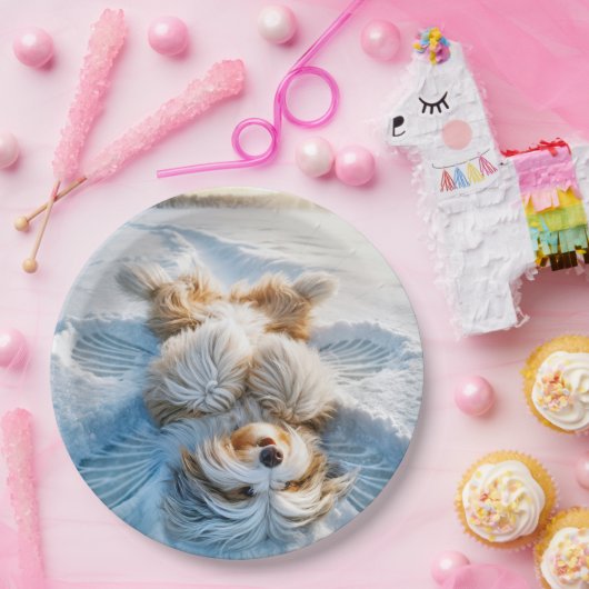 Weihnachts-Bartan Collie Snow Angel Pappteller (Party)