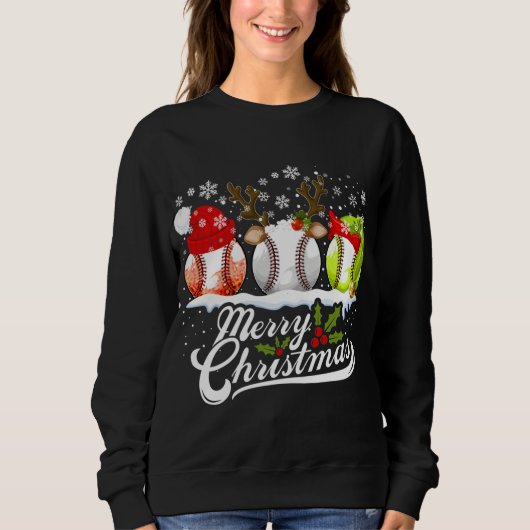 Weihnachts Baseball Ball Weihnachtsmannmütze Elf R Sweatshirt (Vorderseite)