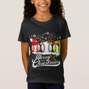 Weihnachts Baseball Ball Weihnachtsmannmütze Elf R T-Shirt