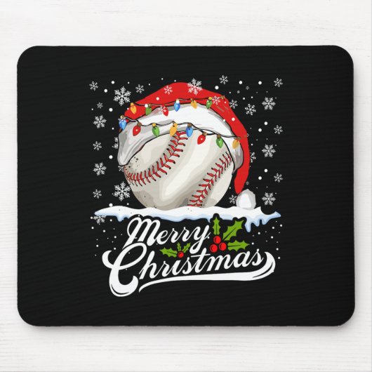 Weihnachts Baseball Ball Weihnachtsmannmütze Xmas Mousepad (Vorne)