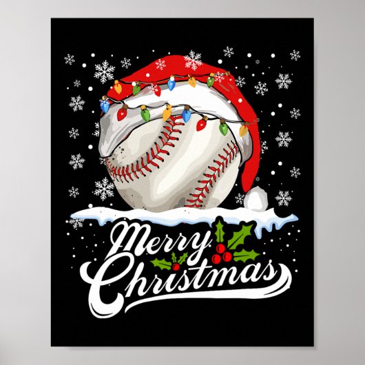 Weihnachts Baseball Ball Weihnachtsmannmütze Xmas  Poster (Vorne)