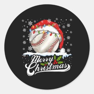 Weihnachts Baseball Ball Weihnachtsmannmütze Xmas  Runder Aufkleber