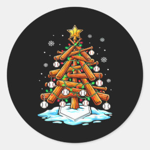 Weihnachts Baseball Baum Lichter Xmas Runder Aufkleber