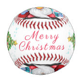 Weihnachts-Baseball-Geschenk Gnome mit Geschenk Baseball (Vorderseite)