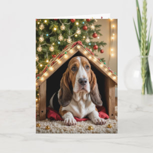Weihnachts-Baseball in einem Doghouse Karte
