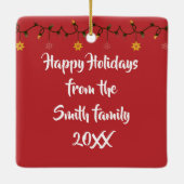 Weihnachts-Baseball in einem Doghouse Keramikornament (Rückseite)