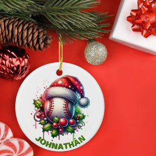 Weihnachts-Baseball-Individuelle Name mit Weihnach Keramik Ornament