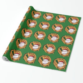 Weihnachts-Baseball-Mitt und Ball Geschenkpapier