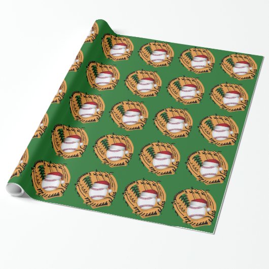Weihnachts-Baseball-Mitt und Ball Geschenkpapier (Ungerollt)