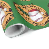 Weihnachts-Baseball-Mitt und Ball Geschenkpapier (Rolleneckpunkt)