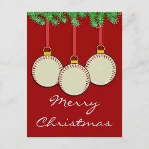 Weihnachts-Baseball-Postkarte Feiertagspostkarte