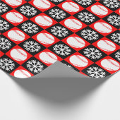 Weihnachts Baseball Rot und Schwarz Snowflake Must Geschenkpapier (Ecke)