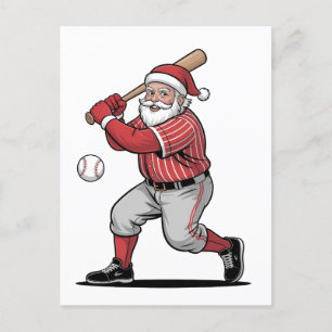Weihnachts-Baseball Santa Claus Sport spielen  Einladungspostkarte