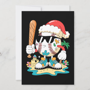 Weihnachts-Baseball-Santa-Hut-Schläger-Strand-Palm Einladung