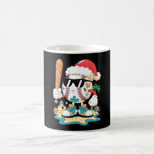 Weihnachts-Baseball-Santa-Hut-Schläger-Strand-Palm Kaffeetasse