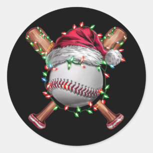 Weihnachts-Baseball-Santa-Sport-Weihnachten-Feiert Runder Aufkleber