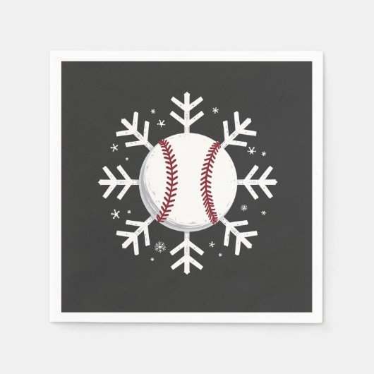 Weihnachts-Baseball-Schneeflocke Sport Hit Horun Serviette (Vorderseite)