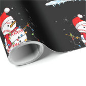 Weihnachts-Baseball-Schneemann Weihnachtsbeleuchtu Geschenkpapier (Rolleneckpunkt)