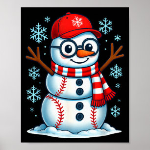 Weihnachts Baseball Schneemann Xmas Pyjama Frauen  Poster