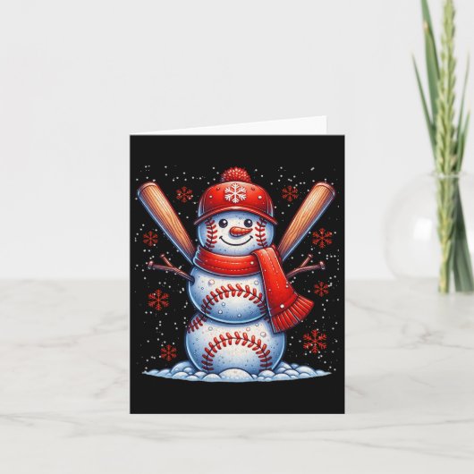 Weihnachts Baseball Snowman Boys Baseball Weihnach Karte (Vorderseite)