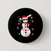 Weihnachts-Baseball-Snowman-Weihnachtsmannmütze Button (Vorderseite)