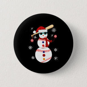 Weihnachts-Baseball-Snowman-Weihnachtsmannmütze Button