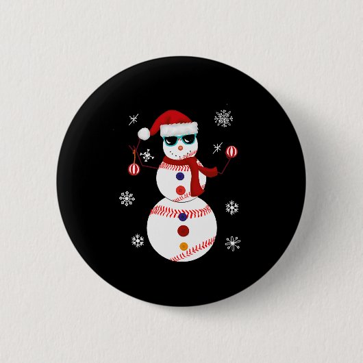 Weihnachts-Baseball-Snowman-Weihnachtsmannmütze Button (Vorderseite)