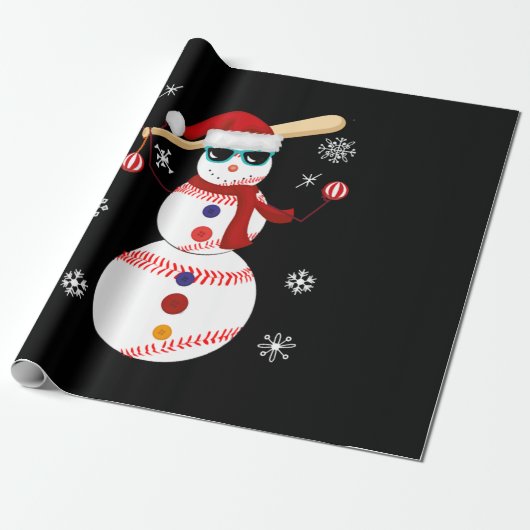 Weihnachts-Baseball-Snowman-Weihnachtsmannmütze Geschenkpapier (Ungerollt)