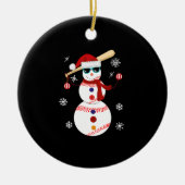 Weihnachts-Baseball-Snowman-Weihnachtsmannmütze Keramik Ornament (Vorne)
