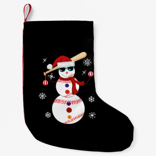 Weihnachts-Baseball-Snowman-Weihnachtsmannmütze Kleiner Weihnachtsstrumpf (Vorderseite)