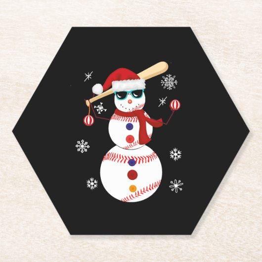 Weihnachts-Baseball-Snowman-Weihnachtsmannmütze Untersetzer (Vorderseite)