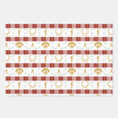 Weihnachts-Baseball-Spieler - Rot Grün Geschenkpapier Set (Vorderseite 3)