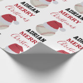 Weihnachts-Baseball-Sportball-Individuelle Name Geschenkpapier (Ecke)