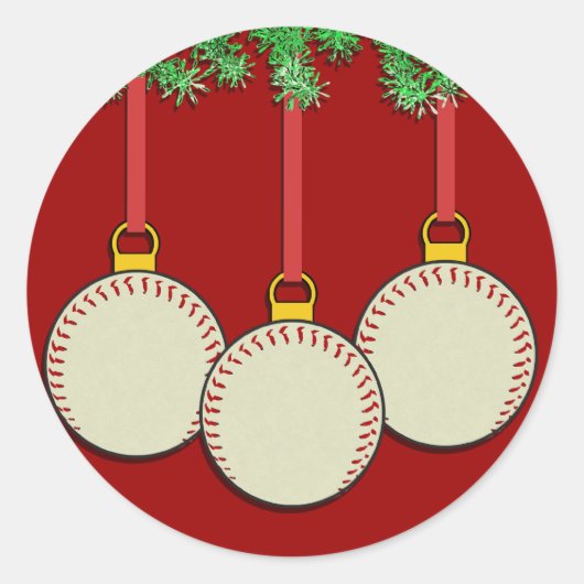 Weihnachts-Baseball-Stickers Runder Aufkleber (Vorderseite)