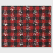 Weihnachts-Baseball und Rote Socken Tree Kariert Geschenkpapier (Flach)