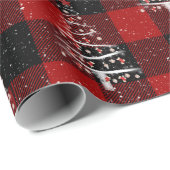 Weihnachts-Baseball und Rote Socken Tree Kariert Geschenkpapier (Rolleneckpunkt)