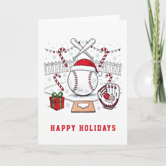 Weihnachts Baseball Weihnachtskarten Feiertagskarte (Vorderseite)