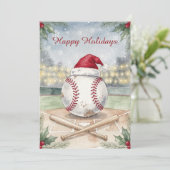 Weihnachts Baseball Weihnachtskarten Feiertagskarte (Stehend Vorderseite)