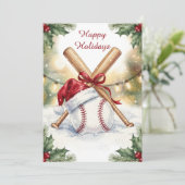 Weihnachts Baseball Weihnachtskarten Feiertagskarte (Stehend Vorderseite)