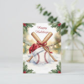 Weihnachts Baseball Weihnachtskarten Feiertagspostkarte (Stehend Vorderseite)