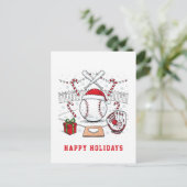 Weihnachts Baseball Weihnachtskarten Feiertagspostkarte (Stehend Vorderseite)