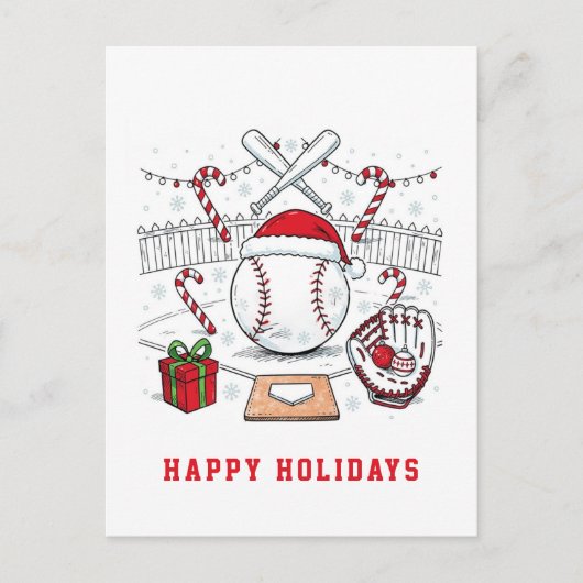 Weihnachts Baseball Weihnachtskarten Feiertagspostkarte (Vorderseite)