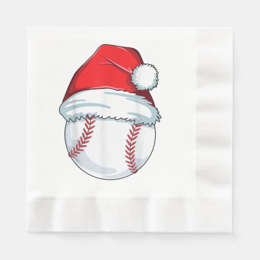 Weihnachts Baseball Weihnachtsmannmütze Ball Kinde Serviette (Vorderseite)