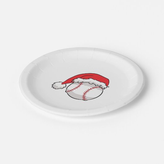 Weihnachts-Baseball-Weihnachtsmannmütze Baseball Pappteller (Schrägansicht)