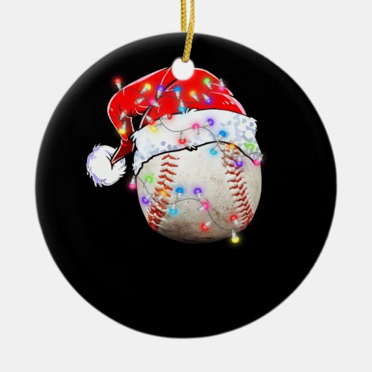 Weihnachts-Baseball-Weihnachtsmannmütze Funny Spor Keramik Ornament (Vorne)