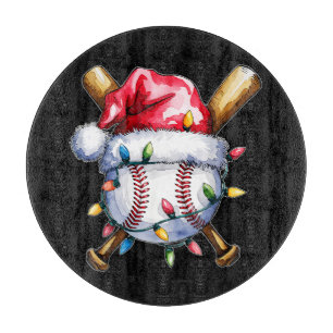 Weihnachts-Baseballspieler-Santa-Hut Schneidebrett